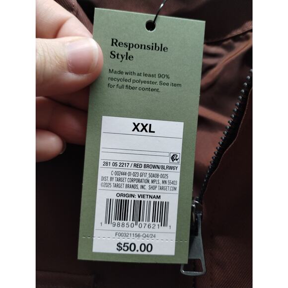 Goodfellow & Co NWT Men's Size XXL Brown Zip-Up Collared Utility Shacket Jacket - Picture 8 of 8